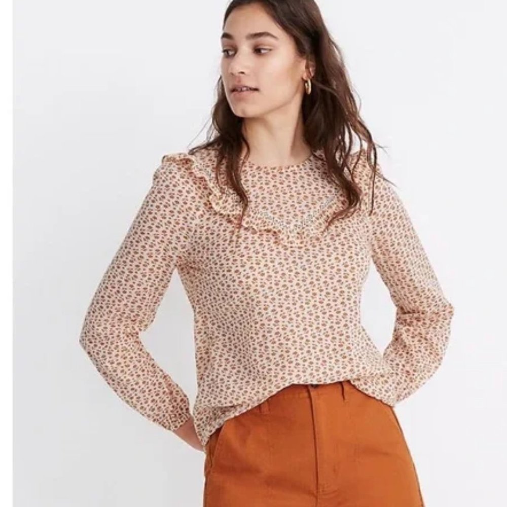 Madewell Longsleeve Ruffle Prairie Top Size XS